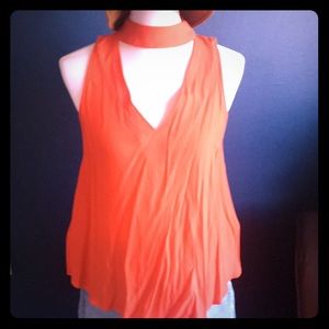 Orange Blouse w/ Lace Backing